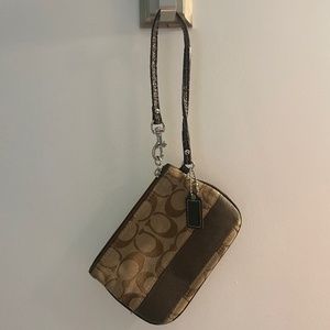 Vintage Coach Brown Canvas Wristlet